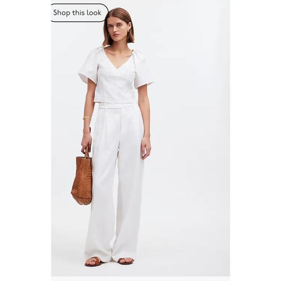 NWT Madewell  Darted V-Neck Top in Floral White Size 8 Retail $92 - Picture 1 of 7